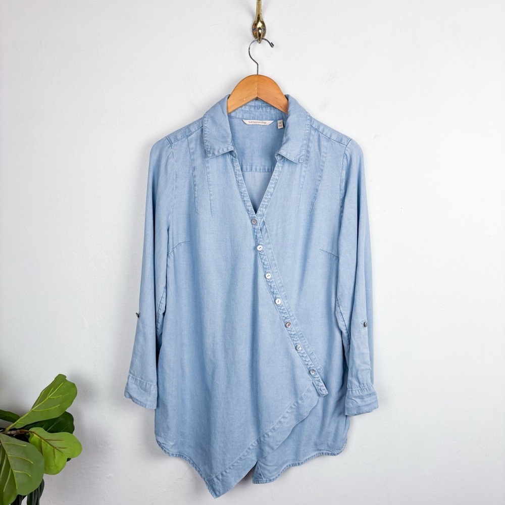 Soft Surroundings Washed Tencel Tunic Top Size M - Picture 4 of 9